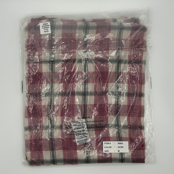 Garnet Hill Red Gauze Organic-Cotton Plaid Popover Blouse Women Medium 50683 NWT - Picture 9 of 11